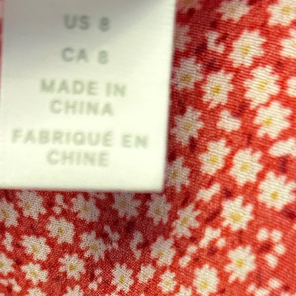 H&M Red Orange Button-Down Ditsy Floral Dress sz 8 - Picture 5 of 5